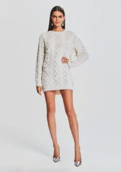 Maple Embellished Sweater Dress -Cheap Dress Store Ecommerce Crop 23 09 21 MAPLETOP EVIAHAT IVORY 2149 ECOMM scaled