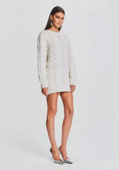 Maple Embellished Sweater Dress -Cheap Dress Store Ecommerce Crop 23 09 21 MAPLETOP EVIAHAT IVORY 2158 ECOMM scaled