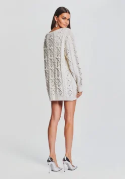 Maple Embellished Sweater Dress -Cheap Dress Store Ecommerce Crop 23 09 21 MAPLETOP EVIAHAT IVORY 2164 ECOMM scaled