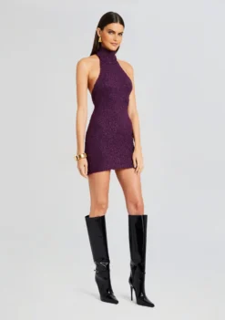 Mandy Boucle Dress -Cheap Dress Store Ecommerce Crop 23 10 25 RUECARDIGAN MANDYDRESS EGGPLANT 637 ECOMM scaled