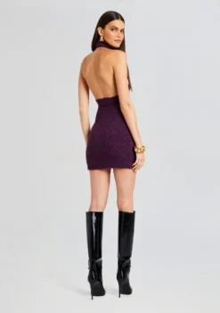 Mandy Boucle Dress -Cheap Dress Store Ecommerce Crop 23 10 25 RUECARDIGAN MANDYDRESS EGGPLANT 643 ECOMM scaled