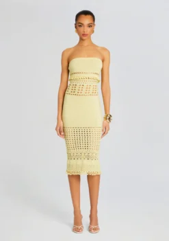 Caroline Knit Crochet Dress -Cheap Dress Store Ecommerce Crop 24 02 29 CAROLINEDRESS METALLICBUTTERCREAM 2022 ECOMM scaled